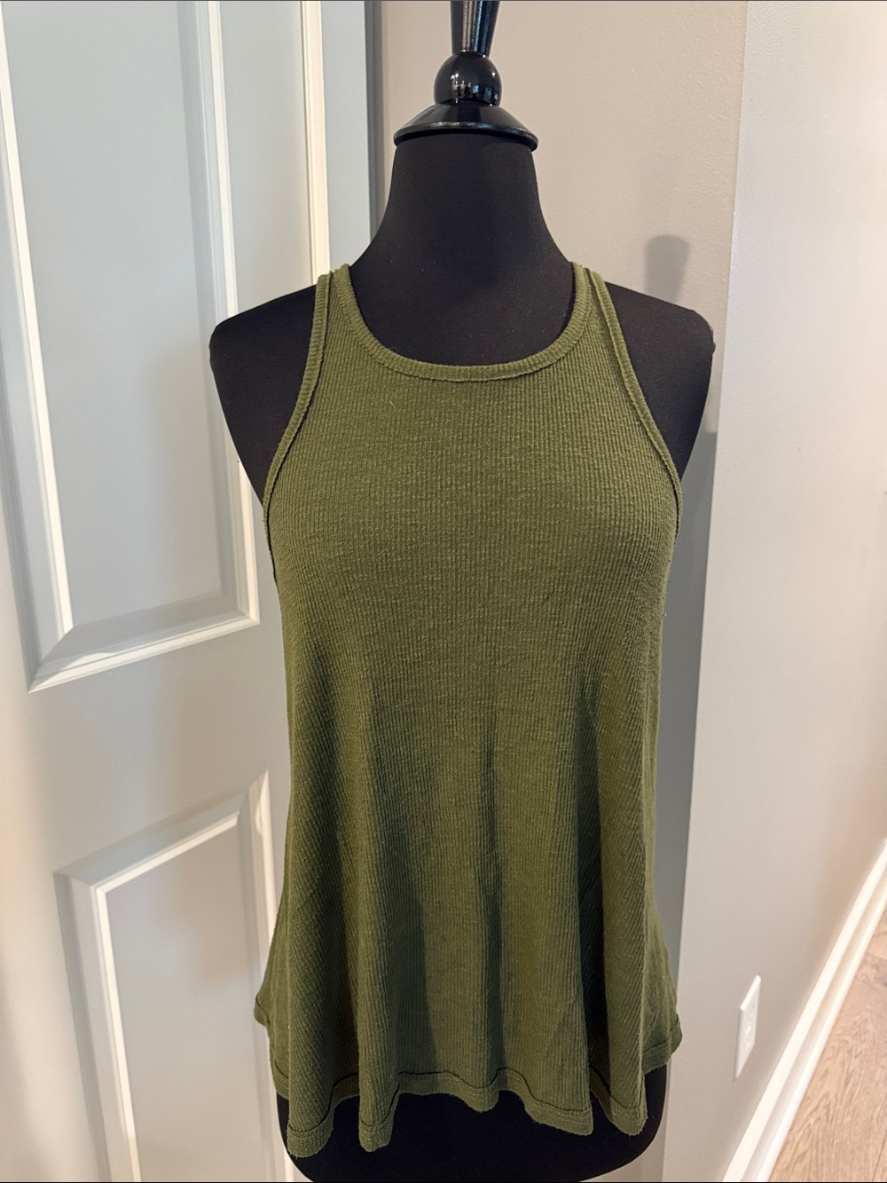 Free People Olive Ribbed Racerback Tank